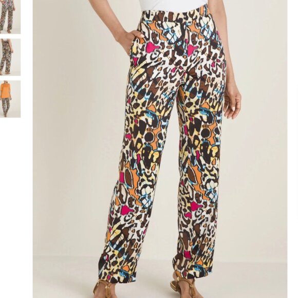 Chico's size 16 Colorful Artsy Retro High Rise Straight Leg Pants Comfy - Picture 1 of 11